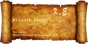 Krizsik Ernő névjegykártya
